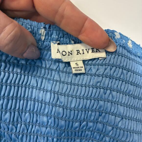 Moon River Blue Floral Cut Out Chiffon Midi Dress Small - Picture 5 of 11